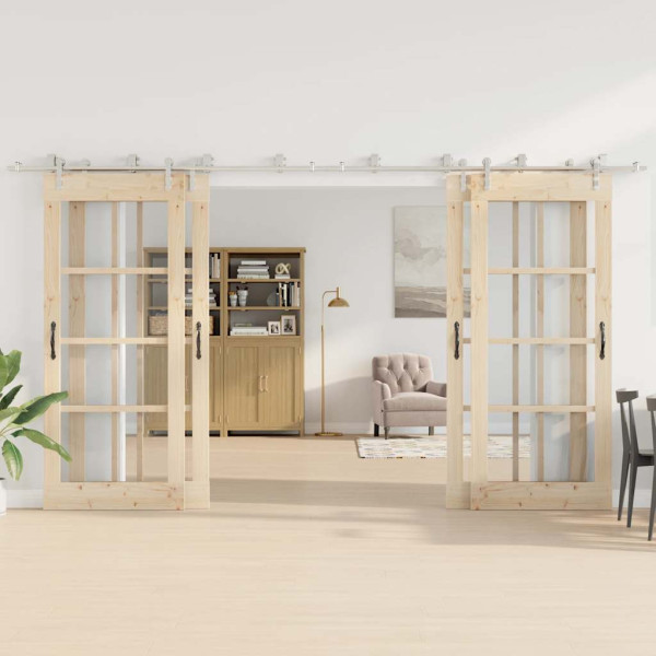 Kit de herrajes para puerta corredera 200 cm acero plateado M 3