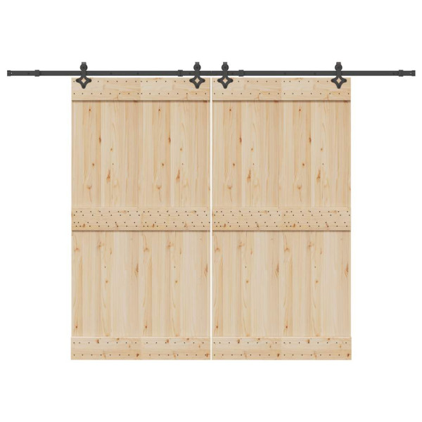 Kit de herrajes para puertas correderas acero negro 152.5 cm D