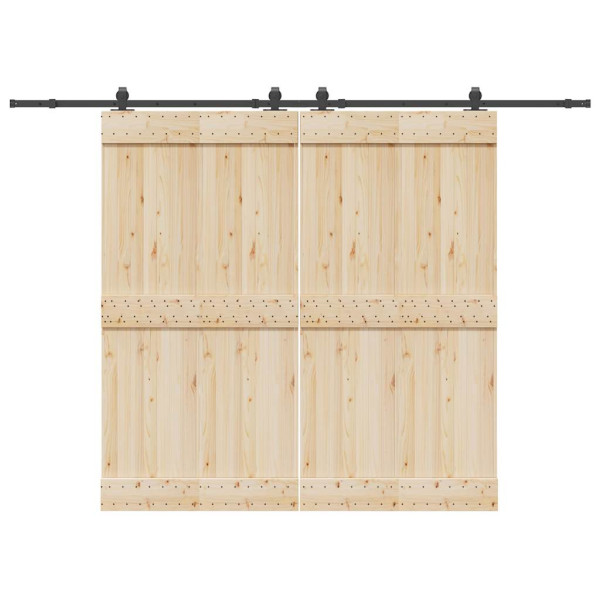 Kit de herrajes para puertas correderas acero negro 152.5 cm D