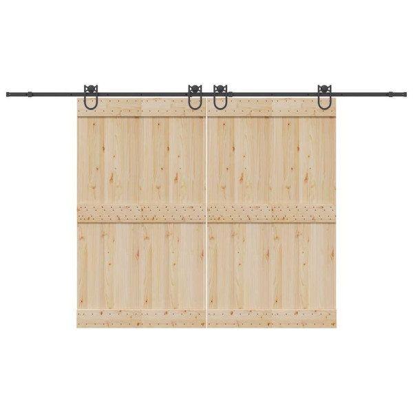 Kit de herrajes para puertas correderas acero negro 183 cm D