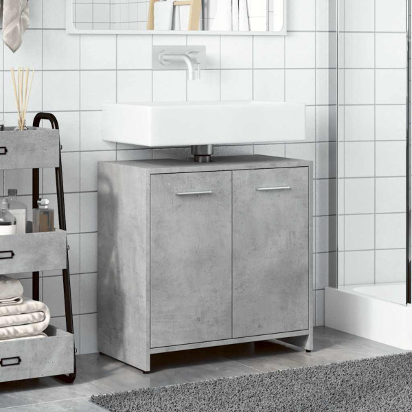 Armario lavabo baño madera ingeniería gris hormigón 60x33x60 cm M 3