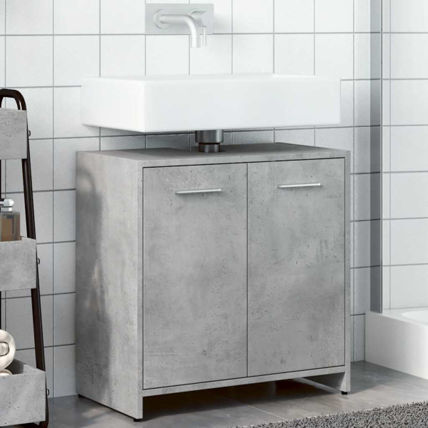 Armario lavabo baño madera ingeniería gris hormigón 60x33x60 cm M 4