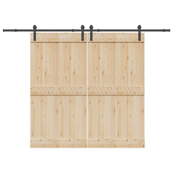 Kit de herrajes para puertas correderas acero negro 152.5 cm D