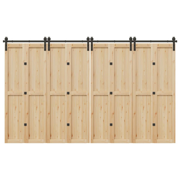 Kit de herrajes para puertas correderas acero negro 183 cm D