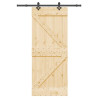 Porta de correr com ferragens 85x210 cm madeira de pinho maciça 1