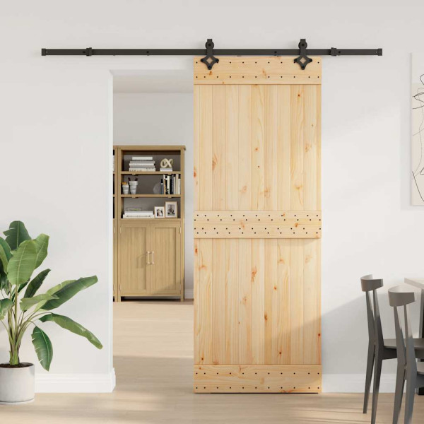 Puerta corredera con herrajes madera maciza de pino 80x210 cm M 2