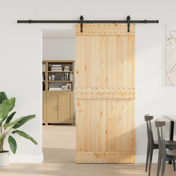 Puerta corredera con herrajes madera maciza de pino 90x210 cm M 2