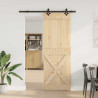 Puerta corredera con herrajes madera maciza de pino 80x210 cm 2