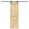 Porta de correr com ferragens 70x210 cm madeira de pinho maciça 1