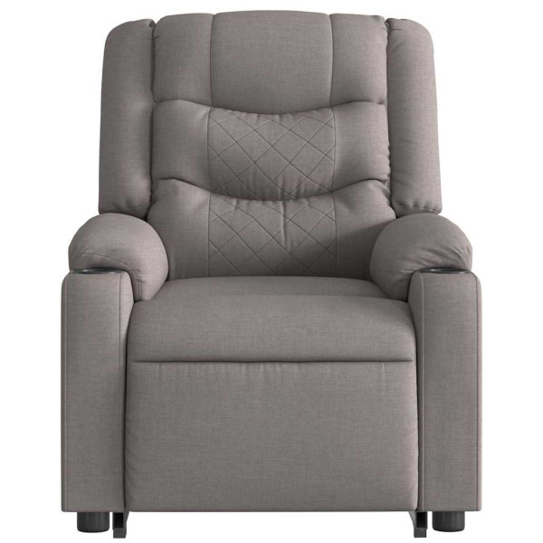 Sillón reclinable elevable tela gris taupe M 5