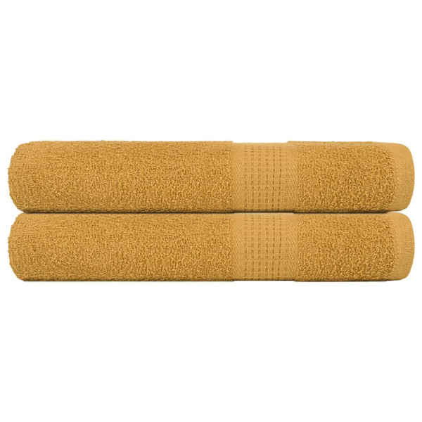 Toallas de sauna 2 uds 100% algodón oro 80x200 cm 360 gsm D