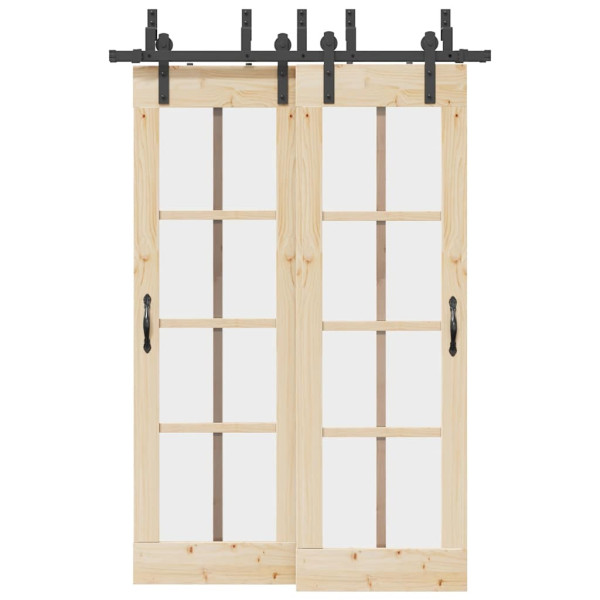 Kit de herrajes para puertas correderas acero negro 152.5 cm D