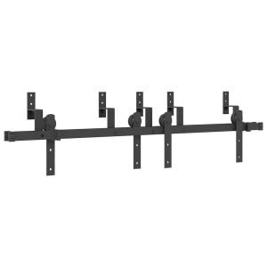 Kit de herrajes para puertas correderas acero negro 152.5 cm H