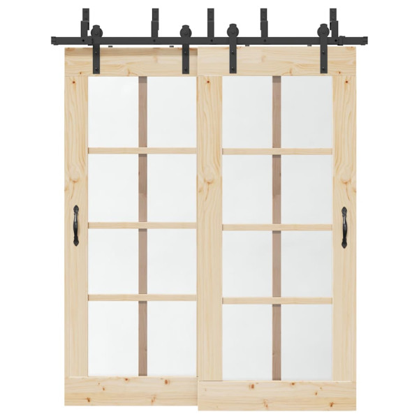 Kit de herrajes para puertas correderas acero negro 183 cm D
