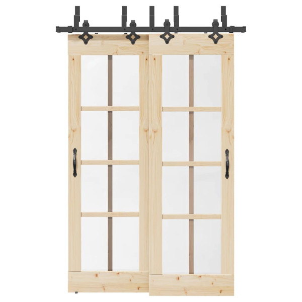 Kit de herrajes para puertas correderas acero negro 152.5 cm D