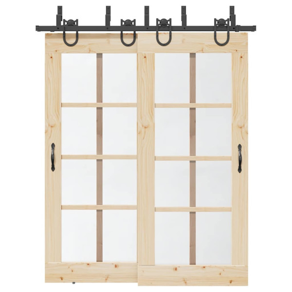 Kit de herrajes para puertas correderas acero negro 183 cm D