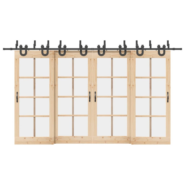 Kit de herrajes para puertas correderas acero negro 200 cm D