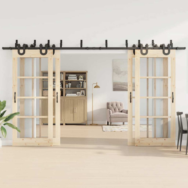 Kit de ferragens para porta deslizante 400 cm aço preto M 3