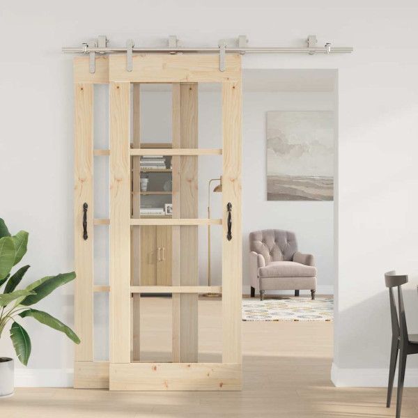 Kit de herrajes para puerta corredera 183 cm acero plateado M 3