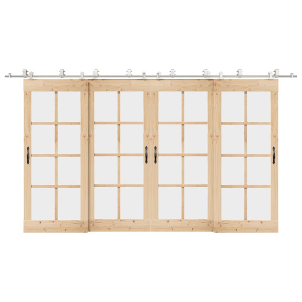 Kit de herrajes para puerta corredera 200 cm acero plateado D