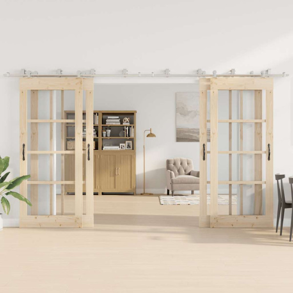 Kit de herrajes para puerta corredera 200 cm acero plateado M 3