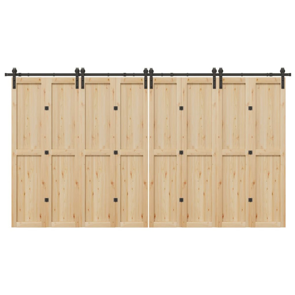 Kit de herrajes para puertas correderas acero negro 200 cm D