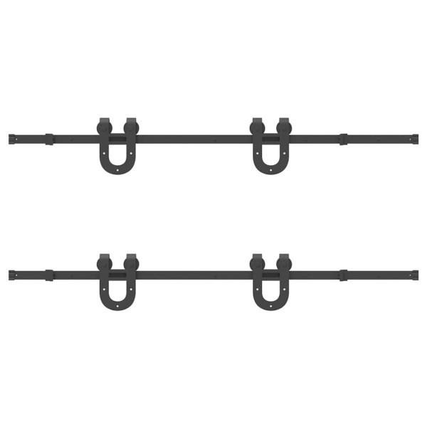 Kit de herrajes para puertas correderas acero negro 183 cm M 5