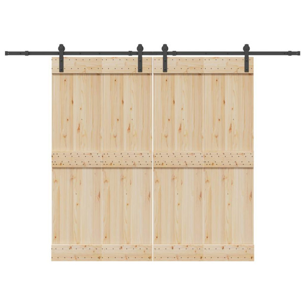 Kit de herrajes para puertas correderas acero negro 213.5 cm D