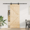 Puerta corredera con herrajes madera maciza de pino 85x210 cm 2