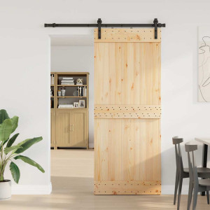 Puerta corredera con herrajes madera maciza de pino 85x210 cm H