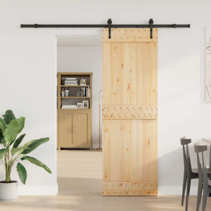 Puerta corredera con herrajes madera maciza de pino 70x210 cm H