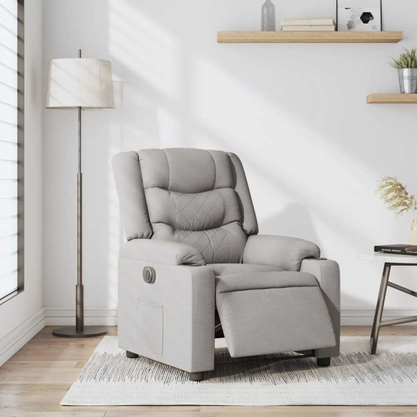 Sillón reclinable eléctrico de tela gris nube M 2