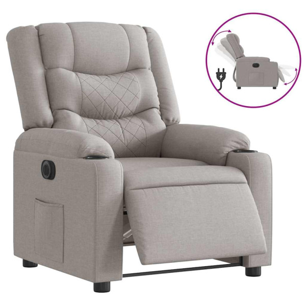 Sillón reclinable eléctrico de tela gris nube M 5