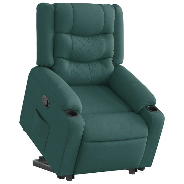 Sillón reclinable elevable tela verde oscuro D