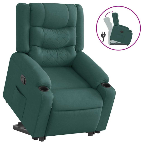 Sillón reclinable elevable tela verde oscuro M 4