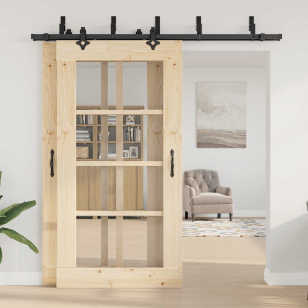 Kit de ferragens para porta deslizante 213.5 cm aço preto M 3