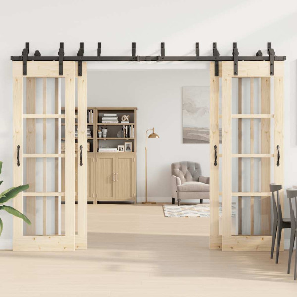 Kit de ferragens para porta deslizante 305 cm aço preto M 3