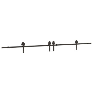 Kit de herrajes para puertas correderas acero negro 183 cm H