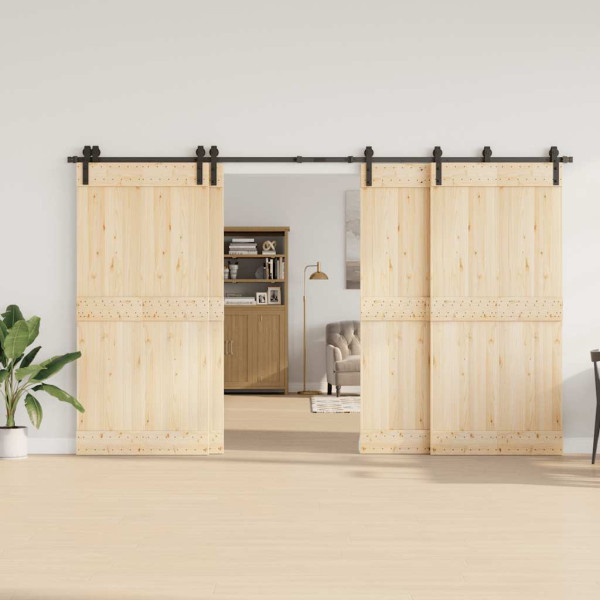 Kit de herrajes para puertas correderas acero negro 183 cm M 3