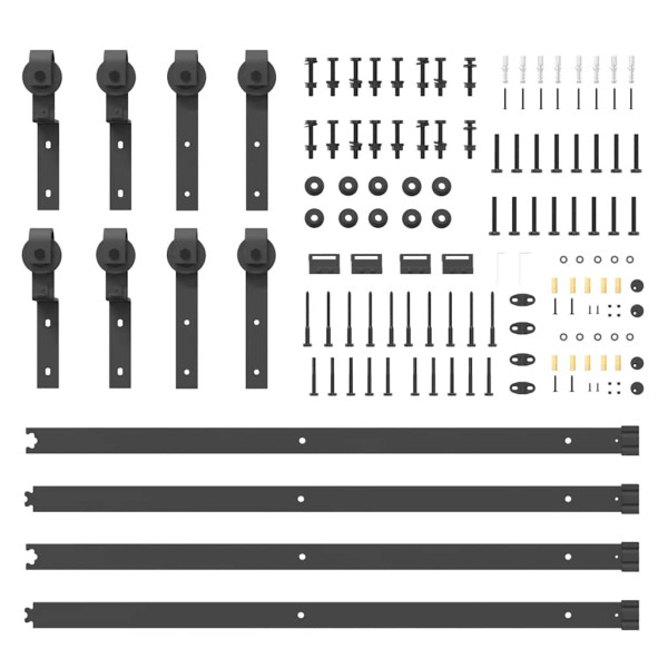 Kit de herrajes para puertas correderas acero negro 183 cm M 5