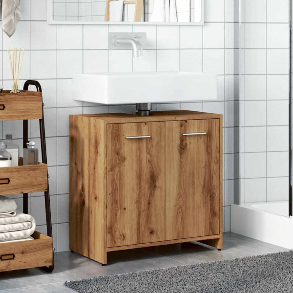 Mueble de lavabo de baño madera roble artisan 60x33x60 cm M 3