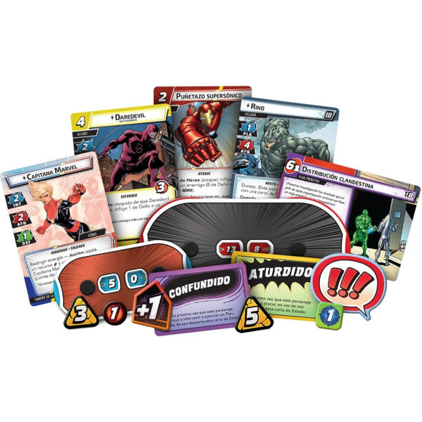 Jogo de tabuleiro dos campeões da Marvel Asmodee: o jogo de cartas Pegi 14 M 3