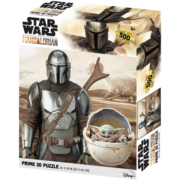 Puzle lenticular prime 3d 500 piezas the mandalorian el mandaloriano mando & grogu en capsula M 2