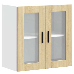 Armario de pared para cocina puerta cristal Porto roble sonoma H