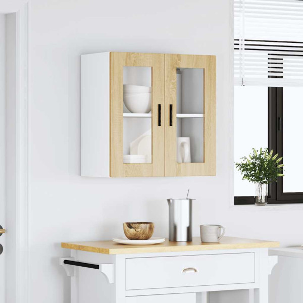 Armario de pared para cocina puerta cristal Porto roble sonoma M 4