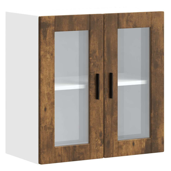 Armario de pared para cocina puerta cristal Porto roble ahumado M 2