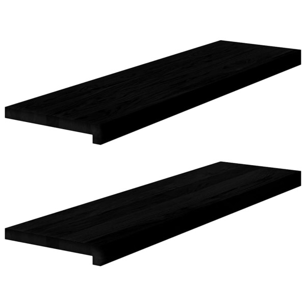 Peldaños de escalera 2 uds madera maciza roble marrón oscuro M 2