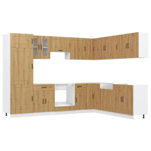 Mueble de cocina Kalmar 14 piezas artesanal roble H