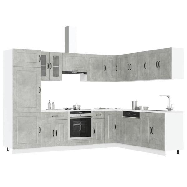 Mueble cocina Kalmar gris hormigón 14 pzas madera contrachapada D