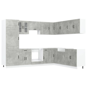 Mueble cocina Kalmar gris hormigón 14 pzas madera contrachapada H